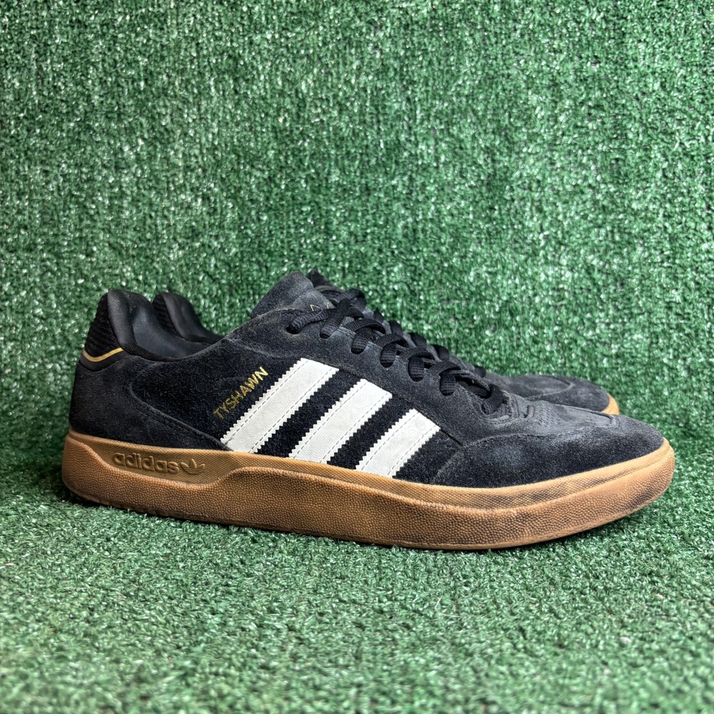 Adidas Tyshawn Suede Gum Sole Skateboard Sporty‎ Sneaker Black Mens Size 11.5
